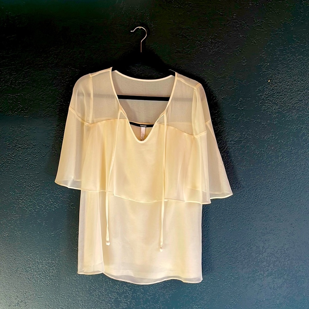 Kensie sheer cape dressy top blouse